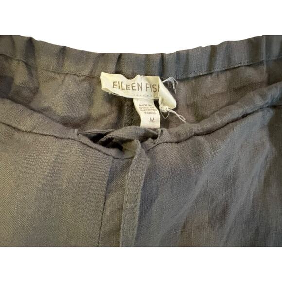 Eileen Fisher Gray Linen Wide Leg Cropped Pants Size M Lagenlook CoastalGrandma - Picture 3 of 3